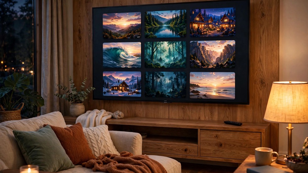 seriale noi 2026 – Televizor modern cu interfață de streaming într-un living